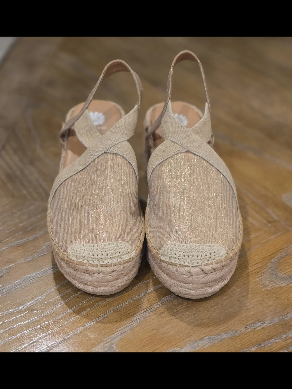 Yellow Box Glittered Beige Espadrille Slingback Flats